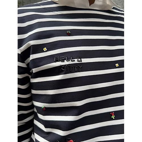 【ミュベール/MUVEIL】のサンリオキャラクターズコラボ ハローキティ ボーダーロングカットソー 人気、トレンドファッション・服の通販 founy(ファニー) 　ファッション　Fashion　レディースファッション　Fashion for Women　トップス・カットソー　Cut & Sew Tops　カットソー・ベーシックTシャツ　Cut-and-Sewn Tops / Stretch Tees & Basics　カットソー　Cut and Sewn Top　コンパクト　Compact, Small Size　チューリップ　Tube, Tube Top　モチーフ　Motif, Design Theme　other-3|ID: prp329100004461965 ipo3291000000035591584