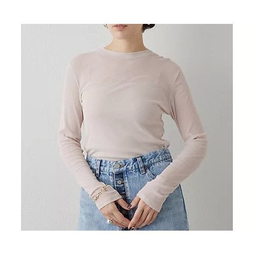 【ウィムガゼット/Whim Gazette】のシアーフライスクルーネックプルオーバー インテリア・キッズ・メンズ・レディースファッション・服の通販 founy(ファニー) 　ファッション　Fashion　レディースファッション　Fashion for Women　トップス・カットソー　Cut & Sew Tops　カジュアルプルオーバー・ニットトップス　Pullovers & Knit Tops / Casual Pullovers　インナー　Innerwear　コンパクト　Compact, Small Size　シアー　Sheer, See-Through　シンプル　Simple, Minimal　ジャケット　Jacket, Outerwear　スウェット / スエット　Sweatshirt, Sweatwear　スタンダード　Standard, Basic　ビスチェ　Bustier, Corset Top　フィット　Fit, Slim Fit　ベスト　Vest, Waistcoat　ロング　Long, Long-Length　おすすめ　Recommended / Our Picks　エレガント 上品　Elegant　ピンクベージュ|ID: prp329100004462119 ipo3291000000031228621