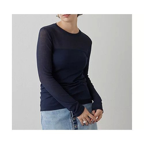 【ウィムガゼット/Whim Gazette】のシアーフライスクルーネックプルオーバー インテリア・キッズ・メンズ・レディースファッション・服の通販 founy(ファニー) 　ファッション　Fashion　レディースファッション　Fashion for Women　トップス・カットソー　Cut & Sew Tops　カジュアルプルオーバー・ニットトップス　Pullovers & Knit Tops / Casual Pullovers　インナー　Innerwear　コンパクト　Compact, Small Size　シアー　Sheer, See-Through　シンプル　Simple, Minimal　ジャケット　Jacket, Outerwear　スウェット / スエット　Sweatshirt, Sweatwear　スタンダード　Standard, Basic　ビスチェ　Bustier, Corset Top　フィット　Fit, Slim Fit　ベスト　Vest, Waistcoat　ロング　Long, Long-Length　おすすめ　Recommended / Our Picks　エレガント 上品　Elegant　ネイビー|ID: prp329100004462119 ipo3291000000031228622