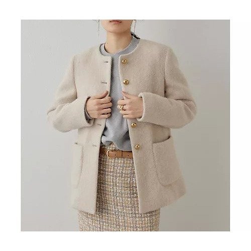 【ウィムガゼット/Whim Gazette】のボタンコート インテリア・キッズ・メンズ・レディースファッション・服の通販 founy(ファニー) 　ファッション　Fashion　レディースファッション　Fashion for Women　アウター　Coat / Outerwear Collection　コート・ロングコート・ピーコート　Long Coats, Peacoats & More　2024年　2024　2024-2025秋冬・A/W　Autumn/Winter 2024–25 AW24–25　ウォーム　Warm Fabric　エアリー　Airy Texture　コンパクト　Compact, Small Size　ジャケット　Jacket, Outerwear　スマート　Smart, Elegant　メタル　Metal, Metal Parts　ループ　Loop, Loop Knit　ベージュ|ID: prp329100004462127 ipo3291000000031228663