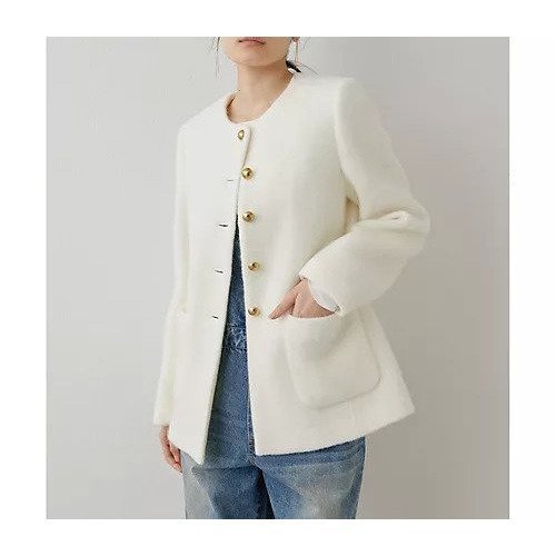 【ウィムガゼット/Whim Gazette】のボタンコート インテリア・キッズ・メンズ・レディースファッション・服の通販 founy(ファニー) 　ファッション　Fashion　レディースファッション　Fashion for Women　アウター　Coat / Outerwear Collection　コート・ロングコート・ピーコート　Long Coats, Peacoats & More　2024年　2024　2024-2025秋冬・A/W　Autumn/Winter 2024–25 AW24–25　ウォーム　Warm Fabric　エアリー　Airy Texture　コンパクト　Compact, Small Size　ジャケット　Jacket, Outerwear　スマート　Smart, Elegant　メタル　Metal, Metal Parts　ループ　Loop, Loop Knit　オフホワイト|ID: prp329100004462127 ipo3291000000031228664