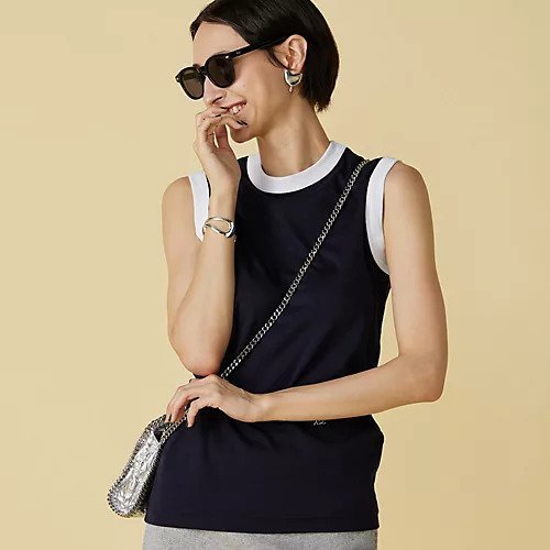 【マディソンブルー/MADISONBLUE】のBI-COLOR TRIM CREW NECK TANK インテリア・キッズ・メンズ・レディースファッション・服の通販 founy(ファニー) https://founy.com/ ファッション Fashion レディースファッション WOMEN ノースリーブ No Sleeve 洗える Washable |ID: prp329100004462141 ipo3291000000031228745