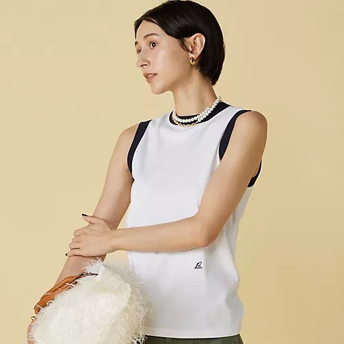 【マディソンブルー/MADISONBLUE】のBI-COLOR TRIM CREW NECK TANK インテリア・キッズ・メンズ・レディースファッション・服の通販 founy(ファニー) 　ファッション　Fashion　レディースファッション　WOMEN　ノースリーブ　No Sleeve　洗える　Washable　WHITE|ID: prp329100004462141 ipo3291000000031228747