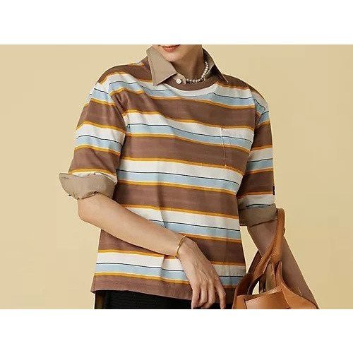 【マディソンブルー/MADISONBLUE】のHORIZONTAL STRIPES POCKET TEE インテリア・キッズ・メンズ・レディースファッション・服の通販 founy(ファニー) 　ファッション　Fashion　レディースファッション　WOMEN　コンパクト　Compact　ボーダー　Border　ポケット　Pocket　SBBROWN|ID: prp329100004462143 ipo3291000000031228762