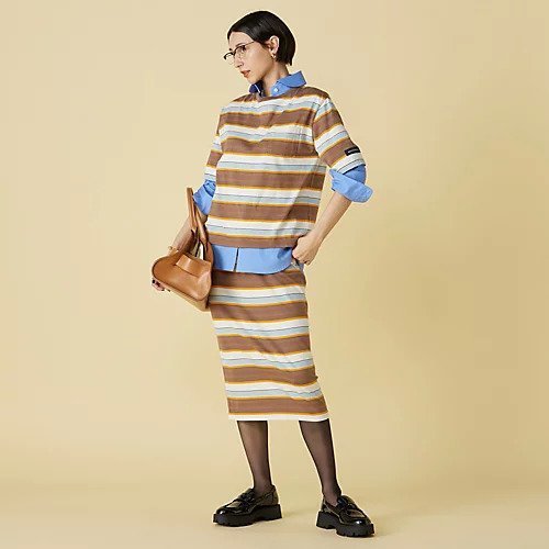 【マディソンブルー/MADISONBLUE】のHORIZONTAL STRIPES TIGHT LONG SK インテリア・キッズ・メンズ・レディースファッション・服の通販 founy(ファニー) 　ファッション　Fashion　レディースファッション　WOMEN　スカート　Skirt　セットアップ　Set Up　ボトム　Bottom　ボーダー　Border　ポケット　Pocket　ワンポイント　One Point　SBBROWN|ID: prp329100004462153 ipo3291000000031228819
