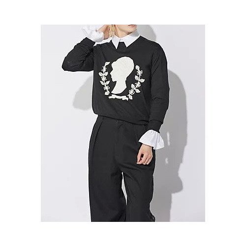 【ミュベール/MUVEIL】のカメオ刺繍PO インテリア・キッズ・メンズ・レディースファッション・服の通販 founy(ファニー) 　ファッション　Fashion　レディースファッション　WOMEN　2024年　2024　2024-2025秋冬・A/W　Aw/Autumn/Winter/Fw/Fall/2024-2025　なめらか　Smooth　クロシェ　Crochet　コンパクト　Compact　シンプル　Simple　スリット　Slit　手編み　Hand Knitting　black|ID: prp329100004462221 ipo3291000000031229152