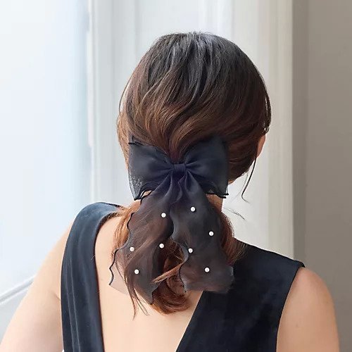 【フィービィー/phoebe】のフレアリボンドットパールヘアゴム ブラック インテリア・キッズ・メンズ・レディースファッション・服の通販 founy(ファニー) https://founy.com/ ファッション Fashion レディースファッション WOMEN おすすめ Recommend オーガンジー Organdy パール Pearl ビッグ Big リボン Ribbon エレガント 上品 Elegant 結婚式 Wedding Ceremony |ID: prp329100004462340 ipo3291000000031229548