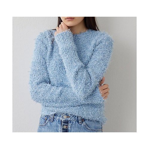 【ウィムガゼット/Whim Gazette】のツィードニットプルオーバー インテリア・キッズ・メンズ・レディースファッション・服の通販 founy(ファニー) 　ファッション　Fashion　レディースファッション　Fashion for Women　トップス・カットソー　Cut & Sew Tops　ニット　Knit Tops & Sweaters　カジュアルプルオーバー・ニットトップス　Pullovers & Knit Tops / Casual Pullovers　2025年　2025　2025春夏・S/S　Spring/Summer 2025 SS25　コンパクト　Compact, Small Size　シンプル　Simple, Minimal　ストレッチ　Stretch, Stretchy Fabric　ツイード　Twill, Twill Weave　トレンド　Trend, Trending Now　サックスブルー|ID: prp329100004462351 ipo3291000000031229579