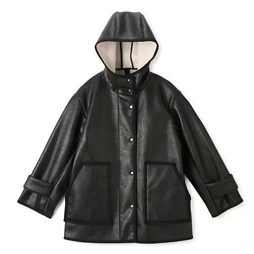 【プレインピープル/PLAIN PEOPLE】のエコレザームートンフーディジャケット 人気、トレンドファッション・服の通販 founy(ファニー) 　ファッション　Fashion　レディースファッション　WOMEN　アウター　Coat Outerwear　ジャケット　Jackets　スタンド　Stand　フランス　France　ボンディング　Bonding　ポケット　Pocket　メタル　Metal　 other-1|ID: prp329100004462360 ipo3291000000031229600