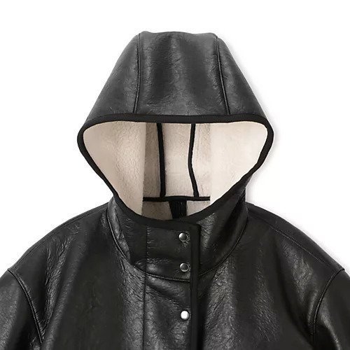 【プレインピープル/PLAIN PEOPLE】のエコレザームートンフーディジャケット 人気、トレンドファッション・服の通販 founy(ファニー) 　ファッション　Fashion　レディースファッション　WOMEN　アウター　Coat Outerwear　ジャケット　Jackets　スタンド　Stand　フランス　France　ボンディング　Bonding　ポケット　Pocket　メタル　Metal　other-3|ID: prp329100004462360 ipo3291000000031244308