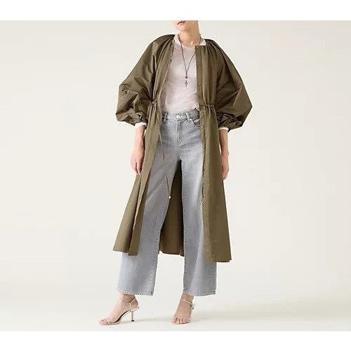 【マルティニーク/martinique】のタンブラータフタギャザーコート インテリア・キッズ・メンズ・レディースファッション・服の通販 founy(ファニー) 　ファッション　Fashion　レディースファッション　WOMEN　アウター　Coat Outerwear　コート　Coats　おすすめ　Recommend　アクセサリー　Accessories　ギャザー　Gather　タフタ　Taffeta　タンブラー　Tumbler　ドレス　Dress　フロント　Front　カーキ|ID: prp329100004462424 ipo3291000000031229765