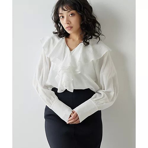 【ウィムガゼット/Whim Gazette】のカスケードフリルブラウス 人気、トレンドファッション・服の通販 founy(ファニー) 　ファッション　Fashion　レディースファッション　Fashion for Women　トップス・カットソー　Cut & Sew Tops　シャツ・ブラウス・オフィスカジュアル　Elegant Blouses & Button-Ups　2025年　2025　2025春夏・S/S　Spring/Summer 2025 SS25　フリル　Frill, Ruffle　フロント　Front, Front Design　エレガント 上品　Elegant　other-2|ID: prp329100004462464 ipo3291000000031244639