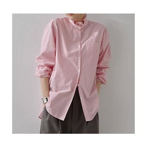 【ウィムガゼット/Whim Gazette】のネックギャザーシャツ インテリア・キッズ・メンズ・レディースファッション・服の通販 founy(ファニー) 　ファッション　Fashion　レディースファッション　Fashion for Women　トップス・カットソー　Cut & Sew Tops　シャツ・ブラウス・オフィスカジュアル　Elegant Blouses & Button-Ups　2025年　2025　2025春夏・S/S　Spring/Summer 2025 SS25　クラシカル　Classical, Vintage-Inspired　コンパクト　Compact, Small Size　シンプル　Simple, Minimal　スタンド　Stand Collar, Upright Stand　ストライプ　Stripe, Striped Pattern　フリル　Frill, Ruffle　ブロード　Broadcloth, Fine Cotton　ベーシック　Basic, Essential　ポケット　Pocket, Pocket Detail　ロンドン　London Style, British Inspired　エレガント 上品　Elegant　レッド|ID: prp329100004462502 ipo3291000000031230032