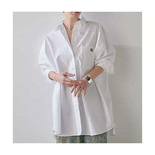 【ウィムガゼット/Whim Gazette】のロゴシシュウオーバーシャツ インテリア・キッズ・メンズ・レディースファッション・服の通販 founy(ファニー) 　ファッション　Fashion　レディースファッション　Fashion for Women　トップス・カットソー　Cut & Sew Tops　シャツ・ブラウス・オフィスカジュアル　Elegant Blouses & Button-Ups　2025年　2025　2025春夏・S/S　Spring/Summer 2025 SS25　ポケット　Pocket, Pocket Detail　オフホワイト|ID: prp329100004462504 ipo3291000000031230040