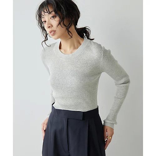 【ウィムガゼット/Whim Gazette】のコットンシルクプルオーバー インテリア・キッズ・メンズ・レディースファッション・服の通販 founy(ファニー) 　ファッション　Fashion　レディースファッション　Fashion for Women　トップス・カットソー　Cut & Sew Tops　カジュアルプルオーバー・ニットトップス　Pullovers & Knit Tops / Casual Pullovers　アンサンブル　Ensemble Set　エレガント 上品　Elegant　カーディガン　Cardigan, Knitwear　コンパクト　Compact, Small Size　シルク　Silk, 100% Silk　シンプル　Simple, Minimal　ストレッチ　Stretch, Stretchy Fabric　ベーシック　Basic, Essential　リブニット　Rib Knit, Ribbed Knit　おすすめ　Recommended / Our Picks　2025年　2025　2025春夏・S/S　Spring/Summer 2025 SS25　ライトグレー|ID: prp329100004462509 ipo3291000000031230063