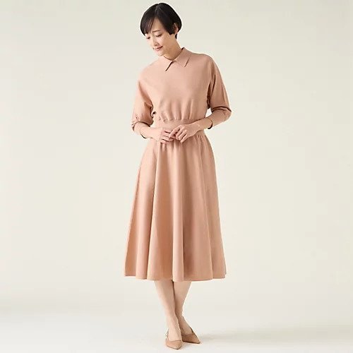 【マルティニーク/martinique】の衿ドルマンニットワンピース インテリア・キッズ・メンズ・レディースファッション・服の通販 founy(ファニー) 　ファッション　Fashion　レディースファッション　Fashion for Women　ワンピース　Dresses　ニットワンピース　Knit Dresses　おすすめ　Recommended / Our Picks　シンプル　Simple, Minimal　エレガント 上品　Elegant　ピンク|ID: prp329100004462567 ipo3291000000031230308