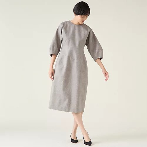 【マルティニーク/martinique】のラメリネンコクーンワンピース インテリア・キッズ・メンズ・レディースファッション・服の通販 founy(ファニー) 　ファッション　Fashion　レディースファッション　WOMEN　ワンピース　Dress　おすすめ　Recommend　フォルム　Form　リネン　Linen　グレー|ID: prp329100004462568 ipo3291000000031940603
