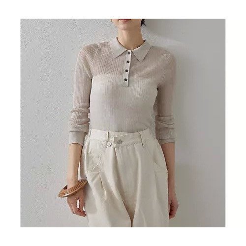 【ウィムガゼット/Whim Gazette】の【THE PAUSE】シアーポロニット インテリア・キッズ・メンズ・レディースファッション・服の通販 founy(ファニー)  ファッション Fashion レディースファッション Fashion for Women トップス・カットソー Cut & Sew Tops ニット Knit Tops & Sweaters ヴィンテージ Vintage Style クール Cool, Chic グラデーション Gradient, Ombre コンパクト Compact, Small Size シアー Sheer, See-Through ロング Long, Long-Length ワーク Workwear, Utility Style 2025年 2025 2025春夏・S/S Spring/Summer 2025 SS25 ベージュ|ID: prp329100004462579 ipo3291000000031230361