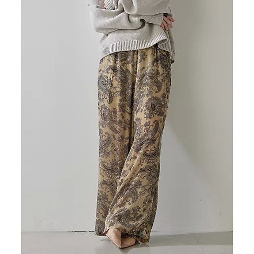 【ウィムガゼット/Whim Gazette】のシルクレーヨンベロアパンツ インテリア・キッズ・メンズ・レディースファッション・服の通販 founy(ファニー) 　ファッション　Fashion　レディースファッション　Fashion for Women　パンツ　Pants & Trousers　2025年　2025　2025春夏・S/S　Spring/Summer 2025 SS25　エレガント 上品　Elegant　シルク　Silk, 100% Silk　シンプル　Simple, Minimal　ドレープ　Drape, Draping Fabric　プリント　Print, Printed Pattern　ベロア　Velour, Soft Velvet　ペイズリー　Paisley, Ethnic Pattern　リラックス　Relax, Relaxed Fit　ワイド　Wide, Wide Fit　ベージュ|ID: prp329100004462603 ipo3291000000031230457