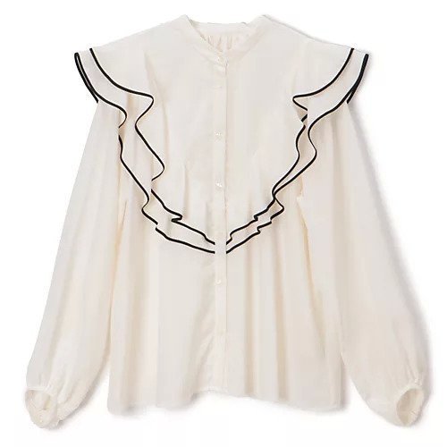 【マルティニーク/martinique】のバイカラーパイピングブラウス インテリア・キッズ・メンズ・レディースファッション・服の通販 founy(ファニー) 　ファッション　Fashion　レディースファッション　Fashion for Women　トップス・カットソー　Cut & Sew Tops　シャツ・ブラウス・オフィスカジュアル　Elegant Blouses & Button-Ups　おすすめ　Recommended / Our Picks　クラシカル　Classical, Vintage-Inspired　デニム　Denim, Jeans Material　パウダー　Powder, Soft Tone　フリル　Frill, Ruffle　ヴィンテージ　Vintage Style　洗える　Machine Washable　ホワイト|ID: prp329100004462620 ipo3291000000035590651