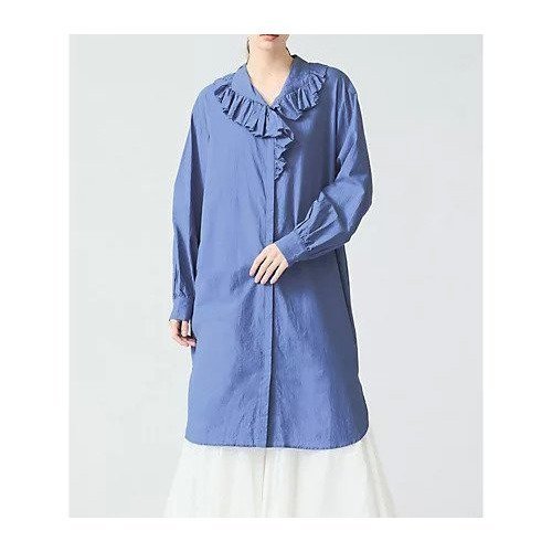 【ミズイロ インド/mizuiro ind】のフリルカラーシャツワンピース 人気、トレンドファッション・服の通販 founy(ファニー) 　ファッション　Fashion　レディースファッション　WOMEN　ワンピース　Dress　シャツワンピース　Shirt Dresses　ダブル　Double　フリル　Frills　ボトム　Bottom　other-2|ID: prp329100004462637 ipo3291000000031245149