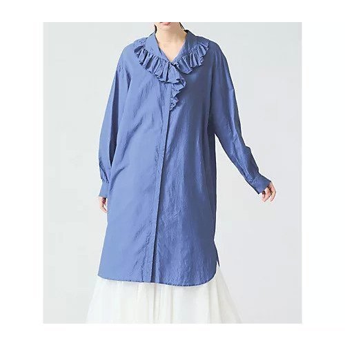 【ミズイロ インド/mizuiro ind】のフリルカラーシャツワンピース 人気、トレンドファッション・服の通販 founy(ファニー) 　ファッション　Fashion　レディースファッション　WOMEN　ワンピース　Dress　シャツワンピース　Shirt Dresses　ダブル　Double　フリル　Frills　ボトム　Bottom　other-3|ID: prp329100004462637 ipo3291000000031245151