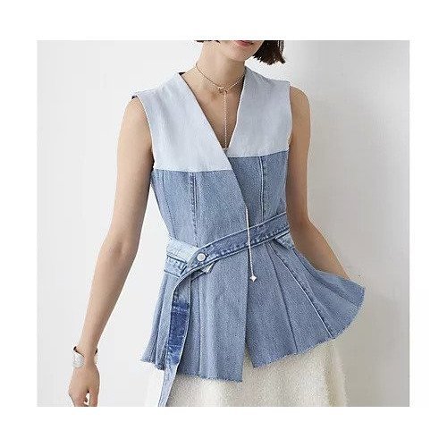 【ウィムガゼット/Whim Gazette】の【Jeanie Blue】FLARE VEST インテリア・キッズ・メンズ・レディースファッション・服の通販 founy(ファニー) https://founy.com/ ファッション Fashion レディースファッション Fashion for Women アウター Coat / Outerwear Collection トップス・カットソー Cut & Sew Tops ベスト&ジレ / 重ね着スタイル Vests & Gilets シェイプ Shape, Slim Fit ダメージ Distressed, Destroyed デニム Denim, Jeans Material 2025年 2025 2025春夏・S/S Spring/Summer 2025 SS25 |ID: prp329100004462644 ipo3291000000031230641