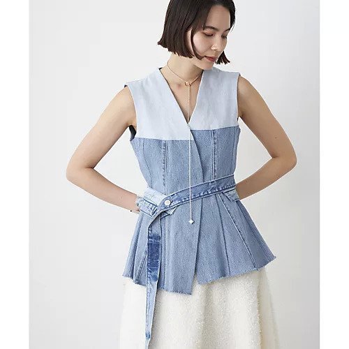 【ウィムガゼット/Whim Gazette】の【Jeanie Blue】FLARE VEST 人気、トレンドファッション・服の通販 founy(ファニー) 　ファッション　Fashion　レディースファッション　Fashion for Women　アウター　Coat / Outerwear Collection　トップス・カットソー　Cut & Sew Tops　ベスト&ジレ / 重ね着スタイル　Vests & Gilets　シェイプ　Shape, Slim Fit　ダメージ　Distressed, Destroyed　デニム　Denim, Jeans Material　2025年　2025　2025春夏・S/S　Spring/Summer 2025 SS25　other-2|ID: prp329100004462644 ipo3291000000031245170