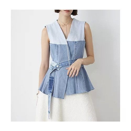 【ウィムガゼット/Whim Gazette】の【Jeanie Blue】FLARE VEST 人気、トレンドファッション・服の通販 founy(ファニー) 　ファッション　Fashion　レディースファッション　Fashion for Women　アウター　Coat / Outerwear Collection　トップス・カットソー　Cut & Sew Tops　ベスト&ジレ / 重ね着スタイル　Vests & Gilets　シェイプ　Shape, Slim Fit　ダメージ　Distressed, Destroyed　デニム　Denim, Jeans Material　2025年　2025　2025春夏・S/S　Spring/Summer 2025 SS25　other-3|ID: prp329100004462644 ipo3291000000031245171