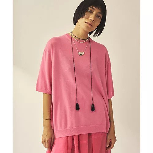 【ウィムガゼット/Whim Gazette】の【GEMINI】ニットTシャツ インテリア・キッズ・メンズ・レディースファッション・服の通販 founy(ファニー) 　ファッション　Fashion　レディースファッション　Fashion for Women　トップス・カットソー　Cut & Sew Tops　ニット　Knit Tops & Sweaters　シャツ・ブラウス・オフィスカジュアル　Elegant Blouses & Button-Ups　ロングTシャツ・Tシャツ　Longline T-Shirts & Tees　クール　Cool, Chic　2025年　2025　2025春夏・S/S　Spring/Summer 2025 SS25　ピンク|ID: prp329100004462669 ipo3291000000031230731