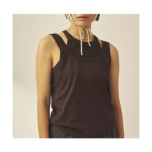 【ウィムガゼット/Whim Gazette】の【GEMINI】レイヤードノースリニット インテリア・キッズ・メンズ・レディースファッション・服の通販 founy(ファニー)  ファッション Fashion レディースファッション Fashion for Women トップス・カットソー Cut & Sew Tops ニット Knit Tops & Sweaters アメリカン American Style ストレッチ Stretch, Stretchy Fabric スリーブ Sleeve, Long Sleeve / Short Sleeve タンク Tank Top, Sleeveless Top フィット Fit, Slim Fit エレガント 上品 Elegant 2025年 2025 2025春夏・S/S Spring/Summer 2025 SS25 ブラウン|ID: prp329100004462670 ipo3291000000031230735