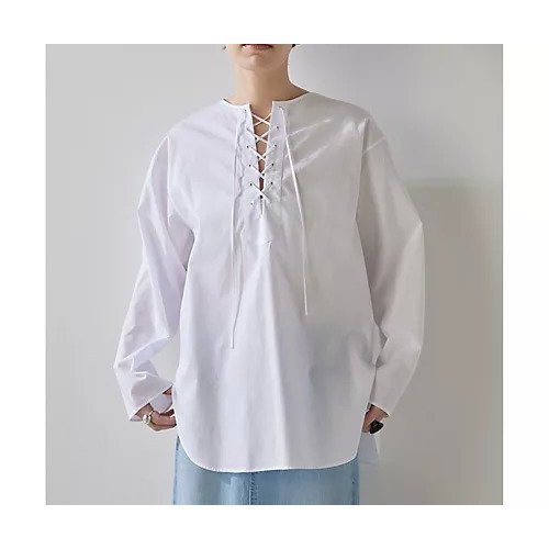 【ウィムガゼット/Whim Gazette】のレースアップブラウス インテリア・キッズ・メンズ・レディースファッション・服の通販 founy(ファニー) 　ファッション　Fashion　レディースファッション　Fashion for Women　トップス・カットソー　Cut & Sew Tops　シャツ・ブラウス・オフィスカジュアル　Elegant Blouses & Button-Ups　2025年　2025　2025春夏・S/S　Spring/Summer 2025 SS25　インナー　Innerwear　フロント　Front, Front Design　ボトム　Bottoms, Lower Wear　レース　Lace, Lace Fabric　エレガント 上品　Elegant　ホワイト|ID: prp329100004462706 ipo3291000000031230869