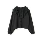 【ミズイロ インド/mizuiro ind】のダブルフリルカラーシャツ ブラック|ID: prp329100004462725 ipo3291000000031230936