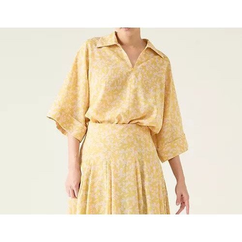 【マルティニーク/martinique】のフラワーブラウス(セットアップ可) インテリア・キッズ・メンズ・レディースファッション・服の通販 founy(ファニー) 　ファッション　Fashion　レディースファッション　WOMEN　トップス・カットソー　Tops/Tshirt　シャツ/ブラウス　Shirts/Blouses　おすすめ　Recommend　セットアップ　Set Up　フラワー　Flower　半袖　Short Sleeve　イエロー|ID: prp329100004462766 ipo3291000000031231099