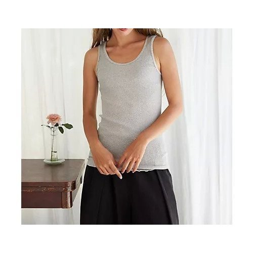 【ナナデコール/nanadecor】のナナリブタンクトップ インテリア・キッズ・メンズ・レディースファッション・服の通販 founy(ファニー) 　ファッション　Fashion　レディースファッション　WOMEN　シンプル　Simple　タンク　Tank　フリル　Frills　洗える　Washable　グレー|ID: prp329100004462794 ipo3291000000032321636