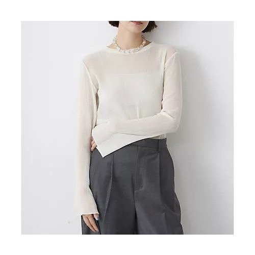 【ウィムガゼット/Whim Gazette】のシアーリネンカットプルオーバー 人気、トレンドファッション・服の通販 founy(ファニー) 　ファッション　Fashion　レディースファッション　Fashion for Women　トップス・カットソー　Cut & Sew Tops　カジュアルプルオーバー・ニットトップス　Pullovers & Knit Tops / Casual Pullovers　2025年　2025　2025春夏・S/S　Spring/Summer 2025 SS25　おすすめ　Recommended / Our Picks　カットソー　Cut and Sewn Top　シアー　Sheer, See-Through　ジャケット　Jacket, Outerwear　スリーブ　Sleeve, Long Sleeve / Short Sleeve　フレア　Flare, Flared　エレガント 上品　Elegant　長袖　Long Sleeve, Full Sleeve　other-2|ID: prp329100004462862 ipo3291000000031246686