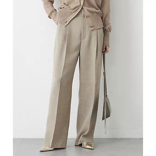 【ウィムガゼット/Whim Gazette】のジュートライクタックパンツ インテリア・キッズ・メンズ・レディースファッション・服の通販 founy(ファニー) 　ファッション　Fashion　レディースファッション　Fashion for Women　パンツ　Pants & Trousers　クール　Cool, Chic　セットアップ　Set-Up, Coordinated Outfit　フロント　Front, Front Design　ワイド　Wide, Wide Fit　おすすめ　Recommended / Our Picks　日本製　Made In Japan　エレガント 上品　Elegant　2025年　2025　2025春夏・S/S　Spring/Summer 2025 SS25　ベージュ|ID: prp329100004462874 ipo3291000000031231494