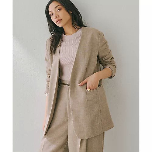 【ウィムガゼット/Whim Gazette】のジュートライクノーカラージャケット インテリア・キッズ・メンズ・レディースファッション・服の通販 founy(ファニー) 　ファッション　Fashion　レディースファッション　Fashion for Women　アウター　Coat / Outerwear Collection　レディースジャケット・軽アウター　Jackets　ノーカラージャケット / シンプル上品コーデ　Collarless Jackets　クール　Cool, Chic　ジャケット　Jacket, Outerwear　セットアップ　Set-Up, Coordinated Outfit　おすすめ　Recommended / Our Picks　エレガント 上品　Elegant　2025年　2025　2025春夏・S/S　Spring/Summer 2025 SS25　ベージュ|ID: prp329100004462883 ipo3291000000031231525