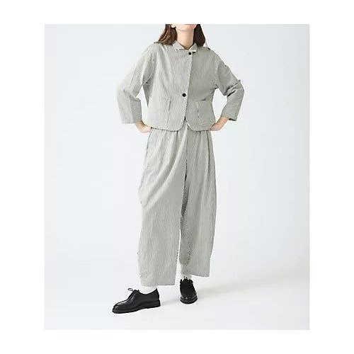 【ミズイロ インド/mizuiro ind】のヒッコリーワイドテーパードパンツ 人気、トレンドファッション・服の通販 founy(ファニー) 　ファッション　Fashion　レディースファッション　WOMEN　パンツ　Pants　ショート　Short　ジャケット　Jacket　テーパード　Tapered　ベスト　Vest　リラックス　Relax　ワイド　Wide　定番　Standard　other-3|ID: prp329100004462932 ipo3291000000031712943