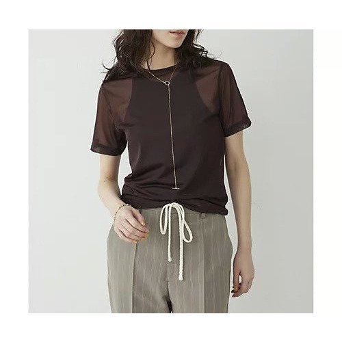 【ウィムガゼット/Whim Gazette】の【THE PAUSE】ハイゲージチュールTシャツ 人気、トレンドファッション・服の通販 founy(ファニー) 　ファッション　Fashion　レディースファッション　Fashion for Women　トップス・カットソー　Cut & Sew Tops　シャツ・ブラウス・オフィスカジュアル　Elegant Blouses & Button-Ups　ロングTシャツ・Tシャツ　Longline T-Shirts & Tees　インナー　Innerwear　ヴィンテージ　Vintage Style　キャミソール　Camisole, Spaghetti Strap Top　グラデーション　Gradient, Ombre　コンパクト　Compact, Small Size　シアー　Sheer, See-Through　ジャケット　Jacket, Outerwear　タンク　Tank Top, Sleeveless Top　チュール　Tulip, Tulip Motif　ヌーディ　Nude, Nude Tone　半袖　Short Sleeve, Half Sleeve　ワーク　Workwear, Utility Style　おすすめ　Recommended / Our Picks　2025年　2025　2025春夏・S/S　Spring/Summer 2025 SS25　 other-1|ID: prp329100004462939 ipo3291000000031231742