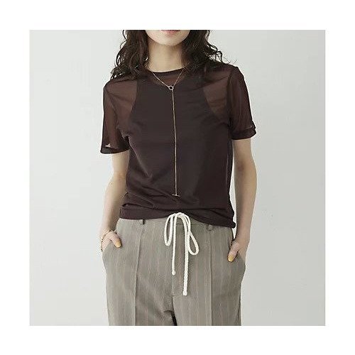 【ウィムガゼット/Whim Gazette】の【THE PAUSE】ハイゲージチュールTシャツ 人気、トレンドファッション・服の通販 founy(ファニー) 　ファッション　Fashion　レディースファッション　Fashion for Women　トップス・カットソー　Cut & Sew Tops　シャツ・ブラウス・オフィスカジュアル　Elegant Blouses & Button-Ups　ロングTシャツ・Tシャツ　Longline T-Shirts & Tees　インナー　Innerwear　ヴィンテージ　Vintage Style　キャミソール　Camisole, Spaghetti Strap Top　グラデーション　Gradient, Ombre　コンパクト　Compact, Small Size　シアー　Sheer, See-Through　ジャケット　Jacket, Outerwear　タンク　Tank Top, Sleeveless Top　チュール　Tulip, Tulip Motif　ヌーディ　Nude, Nude Tone　半袖　Short Sleeve, Half Sleeve　ワーク　Workwear, Utility Style　おすすめ　Recommended / Our Picks　2025年　2025　2025春夏・S/S　Spring/Summer 2025 SS25　other-2|ID: prp329100004462939 ipo3291000000031246828