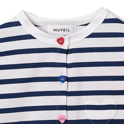 【ミュベール/MUVEIL】のボーダーハートパッチカーディガン 人気、トレンドファッション・服の通販 founy(ファニー) 　ファッション　Fashion　レディースファッション　WOMEN　トップス・カットソー　Tops/Tshirt　カーディガン　Cardigans　2025年　2025　2025春夏・S/S　Ss,Spring/Summer,2025　カラフル　Colorful　カーディガン　Cardigan　パッチ　Patch　ボーダー　Border　ポケット　Pocket　洗える　Washable　other-3|ID: prp329100004462948 ipo3291000000031246847