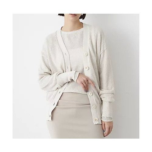 【ウィムガゼット/Whim Gazette】のペーパーヤーンカーディガン インテリア・キッズ・メンズ・レディースファッション・服の通販 founy(ファニー) 　ファッション　Fashion　レディースファッション　Fashion for Women　トップス・カットソー　Cut & Sew Tops　カーディガン・羽織り　Layered Style Cardigans　カーディガン　Cardigan, Knitwear　吸水　Absorbent, Quick-Dry　シアー　Sheer, See-Through　ショルダー　Shoulder, Shoulder Strap　スリット　Slit, Slit Detail　デコルテ　Décolleté, Neckline　ドロップ　Drop Shoulder, Dropped Style　ベーシック　Basic, Essential　2025年　2025　2025春夏・S/S　Spring/Summer 2025 SS25　ライトベージュ|ID: prp329100004462949 ipo3291000000031231786