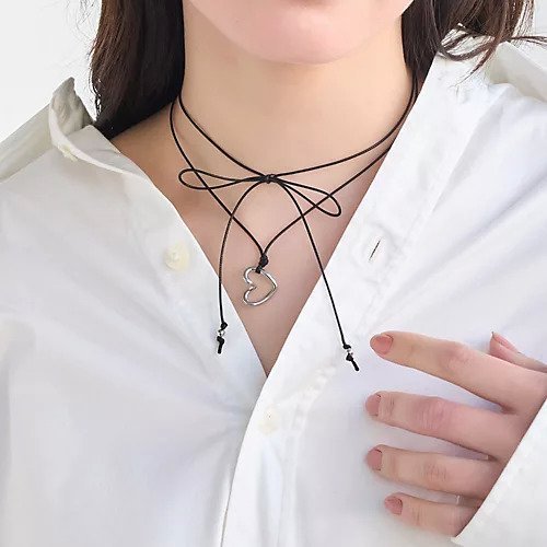 【フィービィー/phoebe】のワンストロークハートコードチョーカーネックレス インテリア・キッズ・メンズ・レディースファッション・服の通販 founy(ファニー) https://founy.com/ ファッション Fashion レディースファッション WOMEN ジュエリー Jewelry ネックレス Necklaces リボン Ribbon |ID: prp329100004462988 ipo3291000000031231927