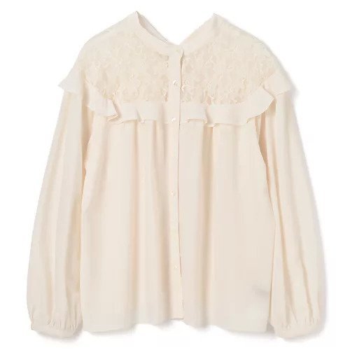 【マルティニーク/martinique】のレースジョーゼットコンビブラウス インテリア・キッズ・メンズ・レディースファッション・服の通販 founy(ファニー) 　ファッション　Fashion　レディースファッション　Fashion for Women　トップス・カットソー　Cut & Sew Tops　シャツ・ブラウス・オフィスカジュアル　Elegant Blouses & Button-Ups　おすすめ　Recommended / Our Picks　クラシック　Classic, Timeless Style　シフォン　Chiffon, Lightweight Fabric　ジョーゼット　Georgette, Semi-Sheer Fabric　デニム　Denim, Jeans Material　フェミニン　Feminine, Girly　ボトム　Bottoms, Lower Wear　レース　Lace, Lace Fabric　洗える　Machine Washable　オフホワイト|ID: prp329100004463002 ipo3291000000034420053