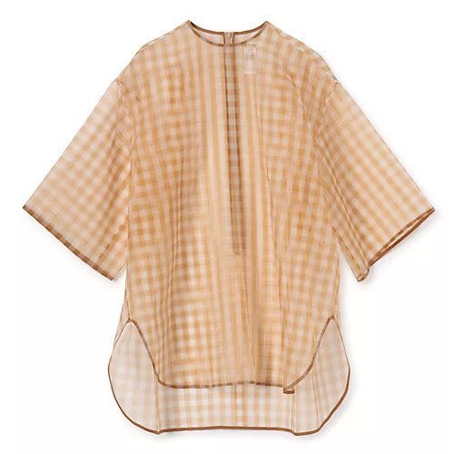 【ブラミンク/BLAMINK】のシルクオーガンジーチェックショートスリーブブラウス インテリア・キッズ・メンズ・レディースファッション・服の通販 founy(ファニー) 　ファッション　Fashion　レディースファッション　Fashion for Women　トップス・カットソー　Cut & Sew Tops　シャツ・ブラウス・オフィスカジュアル　Elegant Blouses & Button-Ups　2025年　2025　2025春夏・S/S　Spring/Summer 2025 SS25　おすすめ　Recommended / Our Picks　シアー　Sheer, See-Through　セットアップ　Set-Up, Coordinated Outfit　今季　This Season, Current Season　半袖　Short Sleeve, Half Sleeve　ORANGE|ID: prp329100004463005 ipo3291000000035916100