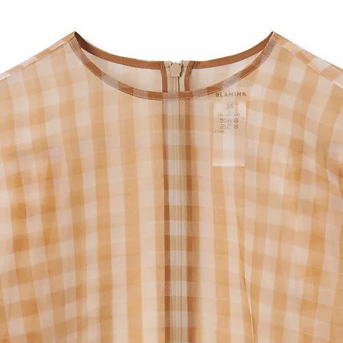 【ブラミンク/BLAMINK】のシルクオーガンジーチェックショートスリーブブラウス 人気、トレンドファッション・服の通販 founy(ファニー) 　ファッション　Fashion　レディースファッション　Fashion for Women　トップス・カットソー　Cut & Sew Tops　シャツ・ブラウス・オフィスカジュアル　Elegant Blouses & Button-Ups　2025年　2025　2025春夏・S/S　Spring/Summer 2025 SS25　おすすめ　Recommended / Our Picks　シアー　Sheer, See-Through　セットアップ　Set-Up, Coordinated Outfit　今季　This Season, Current Season　半袖　Short Sleeve, Half Sleeve　other-3|ID: prp329100004463005 ipo3291000000035916103