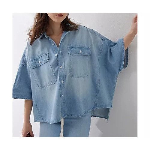【ウィムガゼット/Whim Gazette】のDENIMドルマンシャツ インテリア・キッズ・メンズ・レディースファッション・服の通販 founy(ファニー) 　ファッション　Fashion　レディースファッション　Fashion for Women　トップス・カットソー　Cut & Sew Tops　シャツ・ブラウス・オフィスカジュアル　Elegant Blouses & Button-Ups　ウォッシュ　Washed Finish　ヴィンテージ　Vintage Style　セットアップ　Set-Up, Coordinated Outfit　ダメージ　Distressed, Destroyed　デニム　Denim, Jeans Material　ロング　Long, Long-Length　おすすめ　Recommended / Our Picks　2025年　2025　2025春夏・S/S　Spring/Summer 2025 SS25　ブルー|ID: prp329100004463061 ipo3291000000031232125