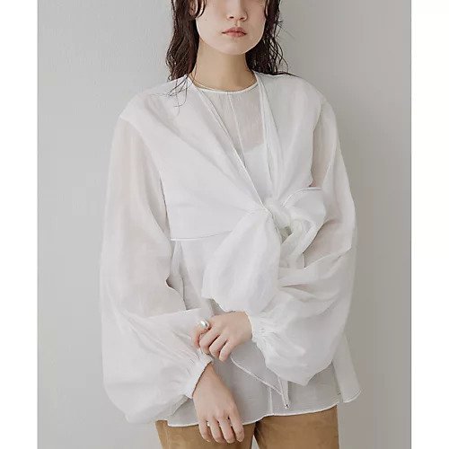 【ウィムガゼット/Whim Gazette】のフロントリボンブラウス 人気、トレンドファッション・服の通販 founy(ファニー) 　ファッション　Fashion　レディースファッション　Fashion for Women　トップス・カットソー　Cut & Sew Tops　シャツ・ブラウス・オフィスカジュアル　Elegant Blouses & Button-Ups　2025年　2025　2025春夏・S/S　Spring/Summer 2025 SS25　シアー　Sheer, See-Through　スリーブ　Sleeve, Long Sleeve / Short Sleeve　タンブラー　Tumbler, Travel Mug　フロント　Front, Front Design　ボトム　Bottoms, Lower Wear　リボン　Ribbon, Bow　other-2|ID: prp329100004463062 ipo3291000000031247066