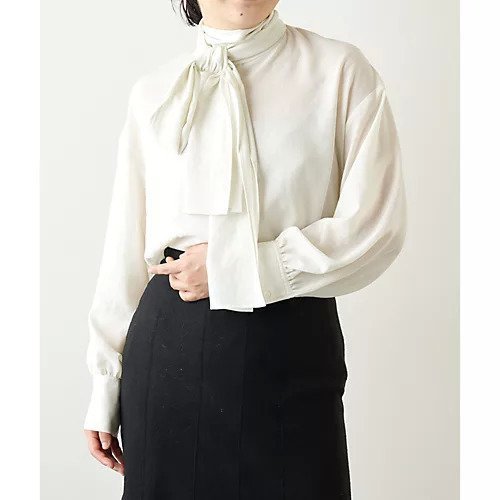 【ウィムガゼット/Whim Gazette】のシフォンボウブラウス インテリア・キッズ・メンズ・レディースファッション・服の通販 founy(ファニー) 　ファッション　Fashion　レディースファッション　Fashion for Women　トップス・カットソー　Cut & Sew Tops　シャツ・ブラウス・オフィスカジュアル　Elegant Blouses & Button-Ups　ヴィンテージ　Vintage Style　クール　Cool, Chic　シフォン　Chiffon, Lightweight Fabric　スウェット / スエット　Sweatshirt, Sweatwear　ストレッチ　Stretch, Stretchy Fabric　ヌーディ　Nude, Nude Tone　フェミニン　Feminine, Girly　リボン　Ribbon, Bow　エレガント 上品　Elegant　オフホワイト|ID: prp329100004463106 ipo3291000000031232244